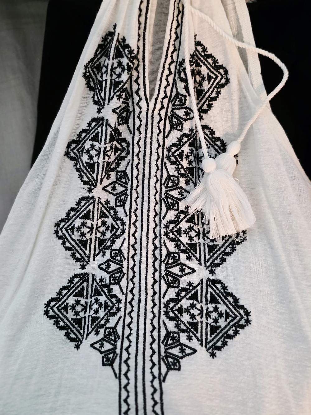 Topshop White Halter Tank with Black Embroidered Front